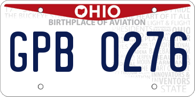 OH license plate GPB0276