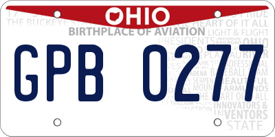 OH license plate GPB0277