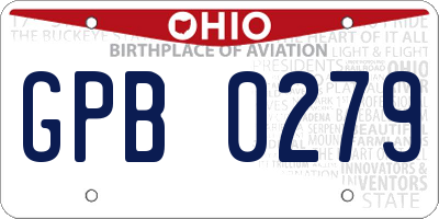 OH license plate GPB0279