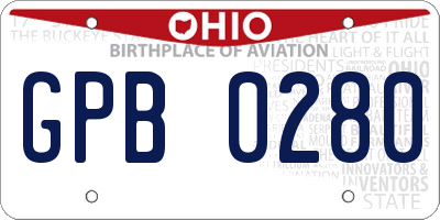 OH license plate GPB0280