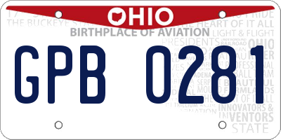 OH license plate GPB0281