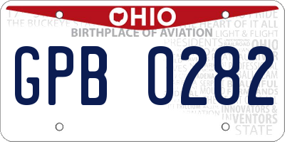 OH license plate GPB0282