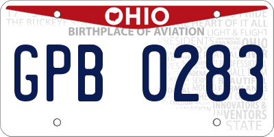 OH license plate GPB0283