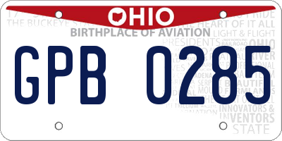OH license plate GPB0285