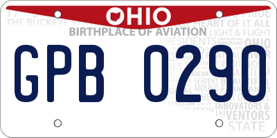 OH license plate GPB0290