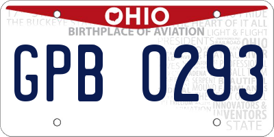 OH license plate GPB0293
