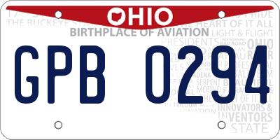 OH license plate GPB0294
