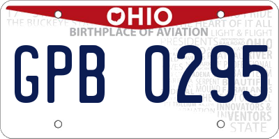 OH license plate GPB0295