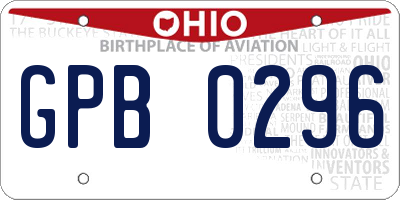 OH license plate GPB0296