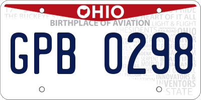 OH license plate GPB0298