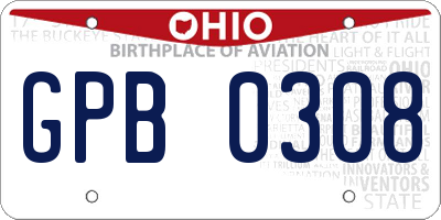 OH license plate GPB0308