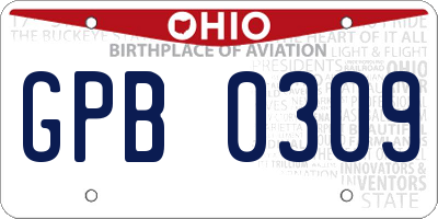 OH license plate GPB0309