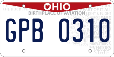OH license plate GPB0310