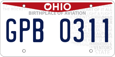 OH license plate GPB0311