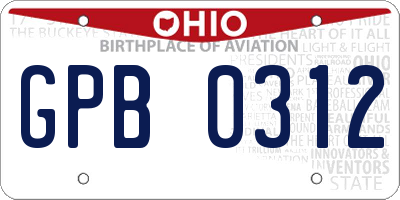OH license plate GPB0312