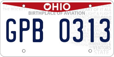 OH license plate GPB0313