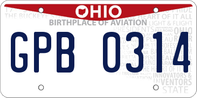 OH license plate GPB0314