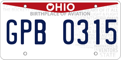 OH license plate GPB0315