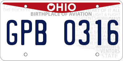 OH license plate GPB0316