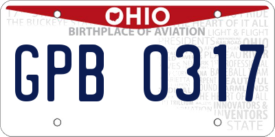 OH license plate GPB0317