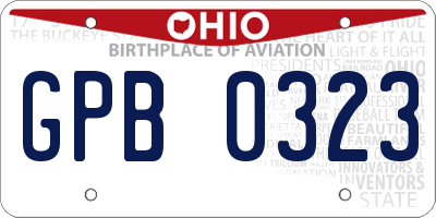 OH license plate GPB0323