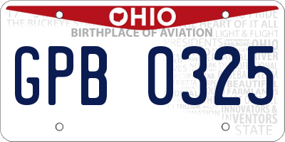 OH license plate GPB0325