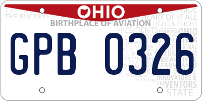 OH license plate GPB0326