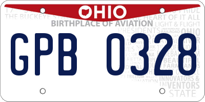 OH license plate GPB0328