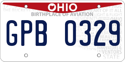 OH license plate GPB0329
