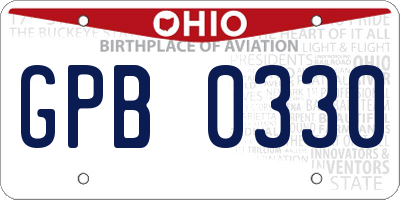 OH license plate GPB0330