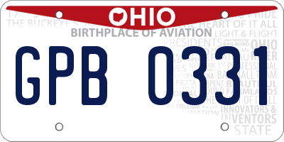 OH license plate GPB0331