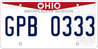 OH license plate GPB0333