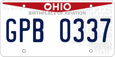 OH license plate GPB0337