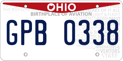 OH license plate GPB0338