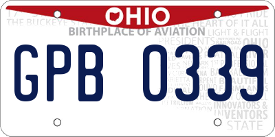 OH license plate GPB0339