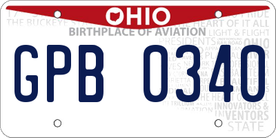 OH license plate GPB0340