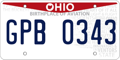 OH license plate GPB0343