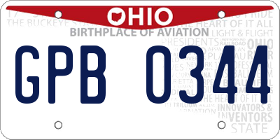 OH license plate GPB0344