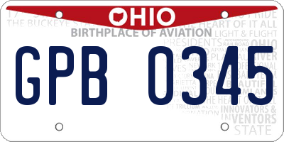 OH license plate GPB0345