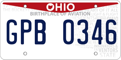 OH license plate GPB0346