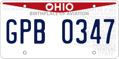 OH license plate GPB0347