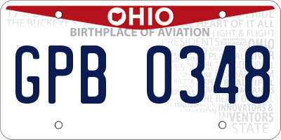 OH license plate GPB0348