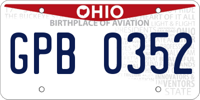OH license plate GPB0352