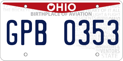 OH license plate GPB0353