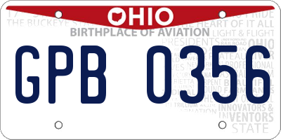 OH license plate GPB0356