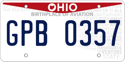 OH license plate GPB0357