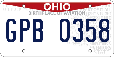 OH license plate GPB0358