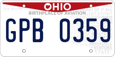OH license plate GPB0359