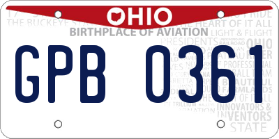 OH license plate GPB0361