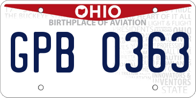 OH license plate GPB0363